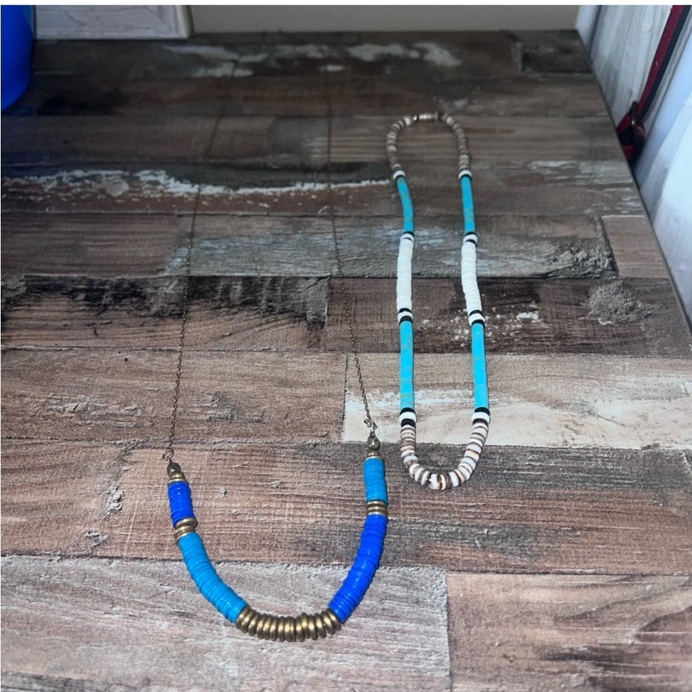 Blue and White Layering Shell Necklace